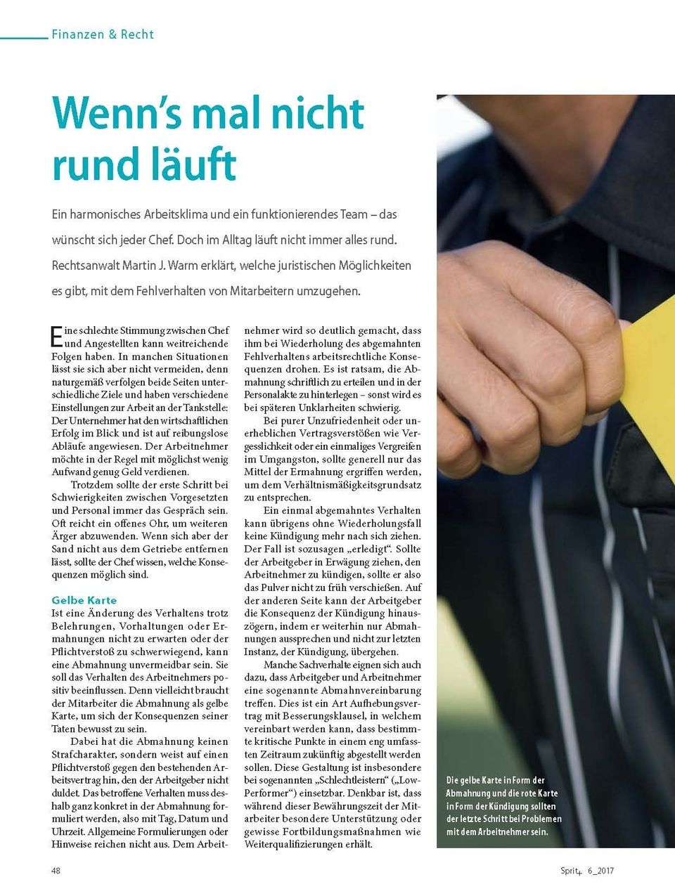 Sprit + Serie Personalmanagement Teil 4 „Abmahnungen / Kündigungen“ Rechtsanwalt Warm Paderborn Arbeitsrecht